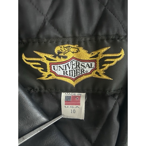 Vintage Universal Rider Motorcycle Leather Jacket Size‎ 10 Black Fringe Moto - Picture 14 of 16